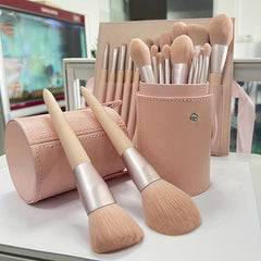 11pcs Synthetic Bristles Makeup Brush Set with Wooden Handle