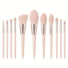 11pcs Synthetic Bristles Makeup Brush Set with Wooden Handle