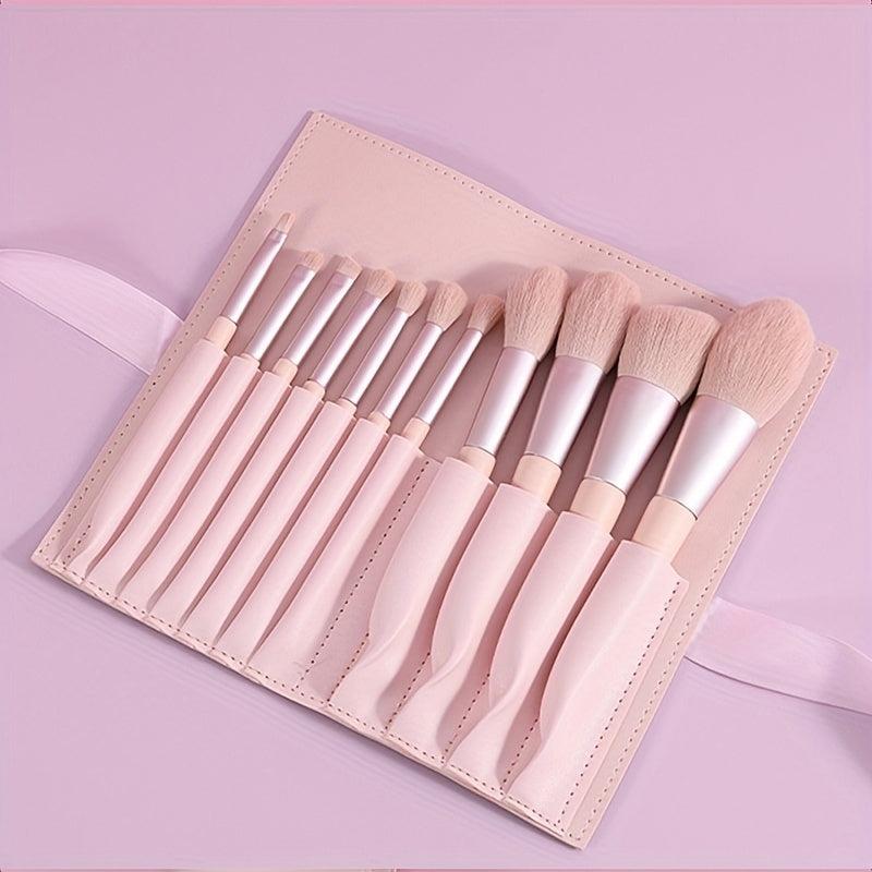 11pcs Synthetic Bristles Makeup Brush Set with Wooden Handle