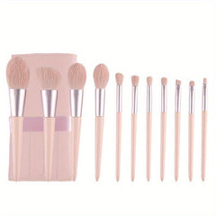 11pcs Synthetic Bristles Makeup Brush Set with Wooden Handle