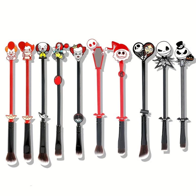 10pcs Halloween Makeup Brush Set Jack Joker Role Playing Holiday Decorations