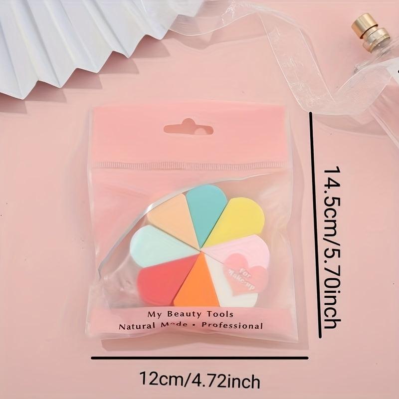 8pcs Mini Colored Powder Puff Fan Shaped Makeup Sponge Wet Dry Dual use