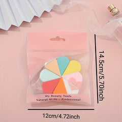 8pcs Mini Colored Powder Puff Fan Shaped Makeup Sponge Wet Dry Dual use