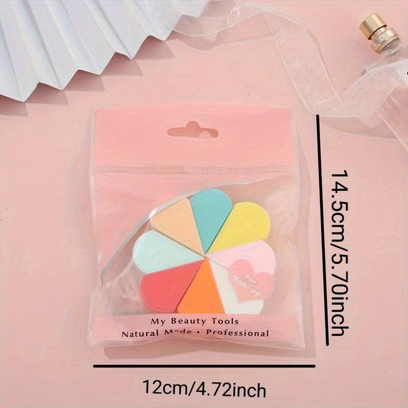 8pcs Mini Colored Powder Puff Fan Shaped Makeup Sponge Wet Dry Dual use