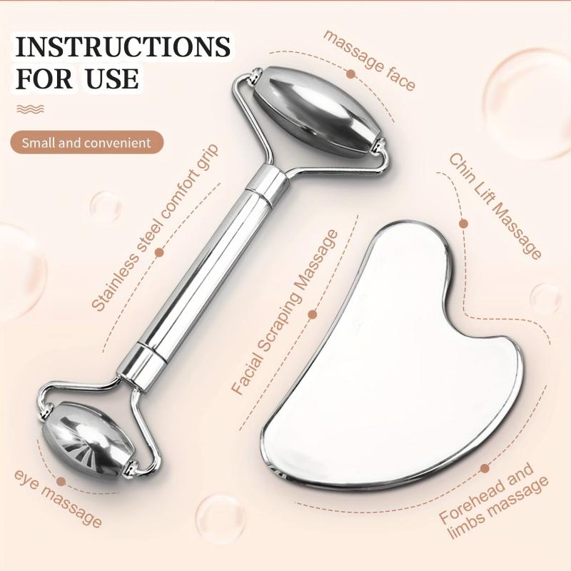 Stainless Steel Gua Sha & Face Roller - Facial Massager