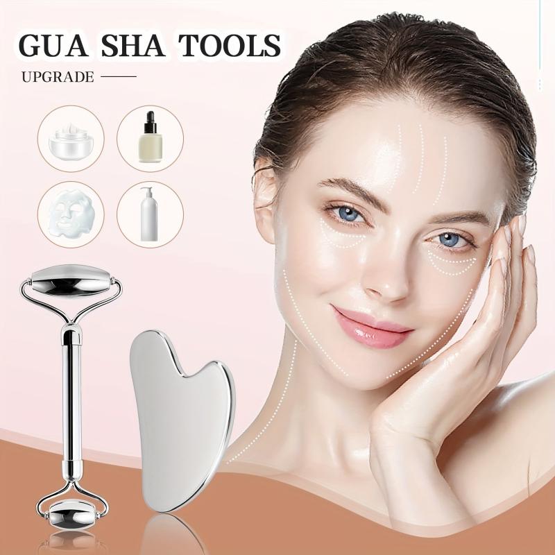Stainless Steel Gua Sha & Face Roller - Facial Massager