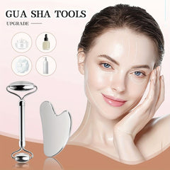 Stainless Steel Gua Sha & Face Roller - Facial Massager