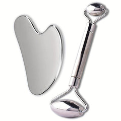 Stainless Steel Gua Sha & Face Roller - Facial Massager