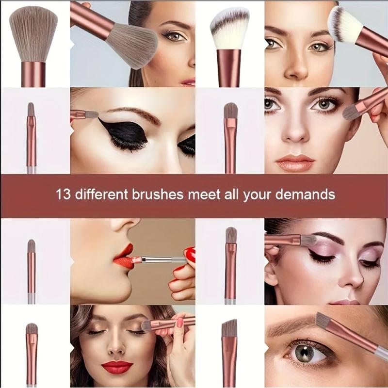 13Pcs Makeup Brush Set With Sponge, Blush, Eye Shadow, Foundation Brush
