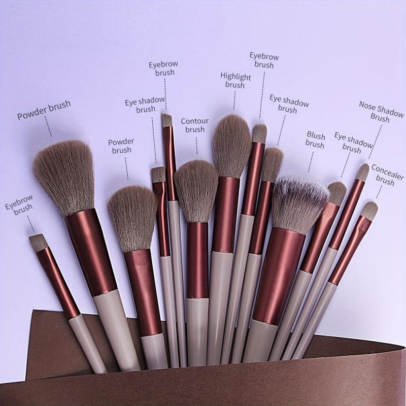 13Pcs Makeup Brush Set With Sponge, Blush, Eye Shadow, Foundation Brush