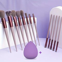 13Pcs Makeup Brush Set With Sponge, Blush, Eye Shadow, Foundation Brush