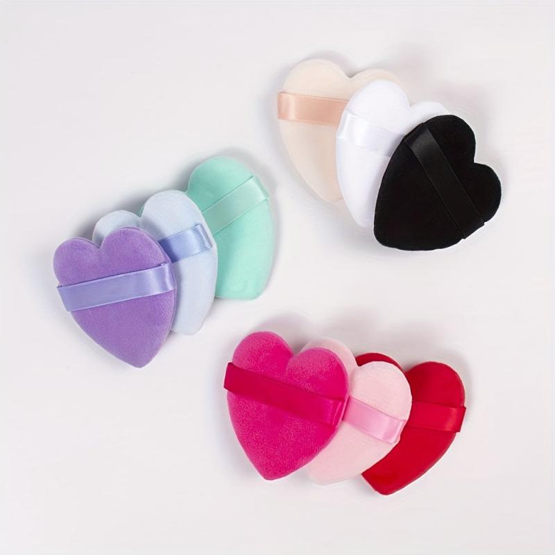 Heart Shape Velvet Powder Brush With Strap Soft Plush Face Makeup Puff