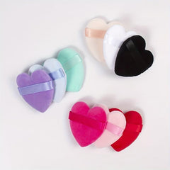 Heart Shape Velvet Powder Brush With Strap Soft Plush Face Makeup Puff