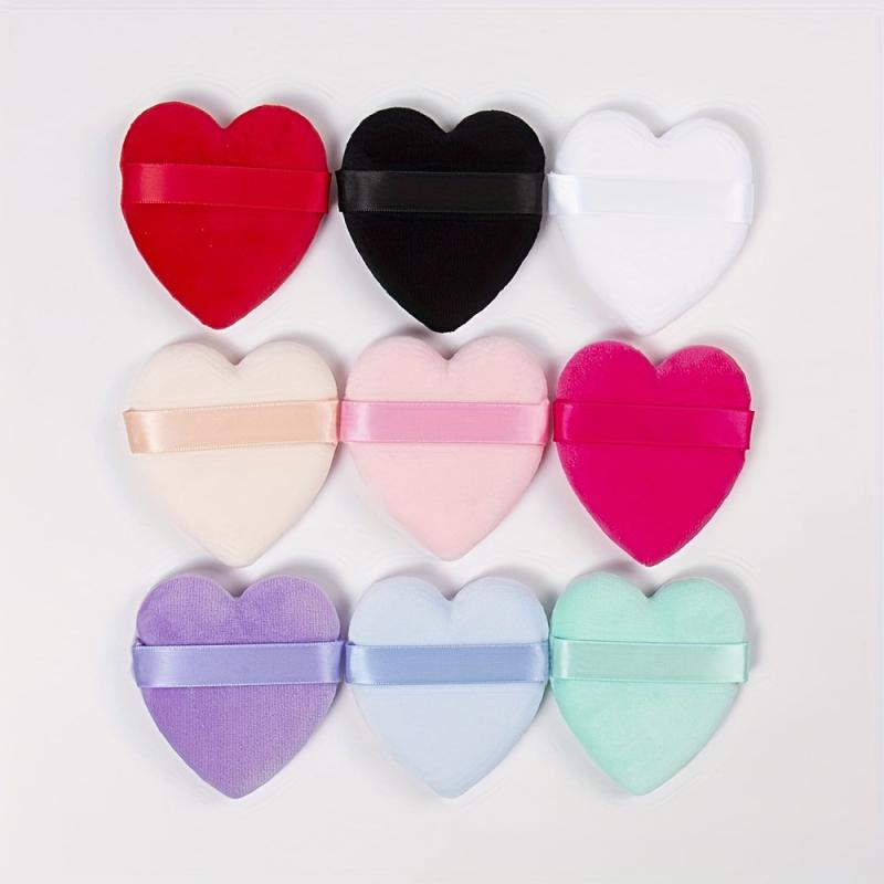 Heart Shape Velvet Powder Brush With Strap Soft Plush Face Makeup Puff