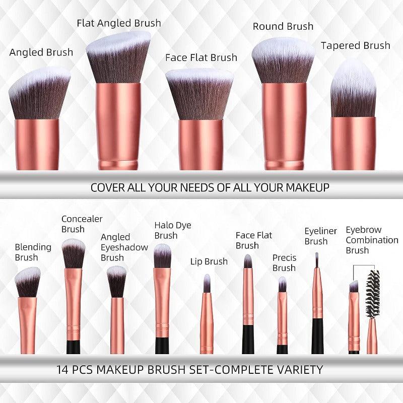 14 Pcs Makeup Brushes Set with Case