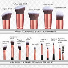 14 Pcs Makeup Brushes Set with Case