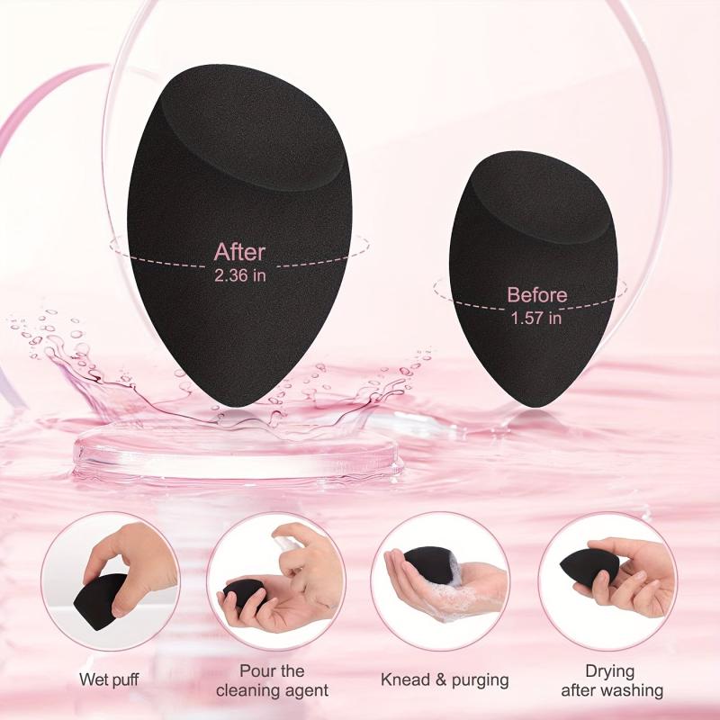 3pcs Olive Water Drop Shape Powder Puff Makeup Sponge