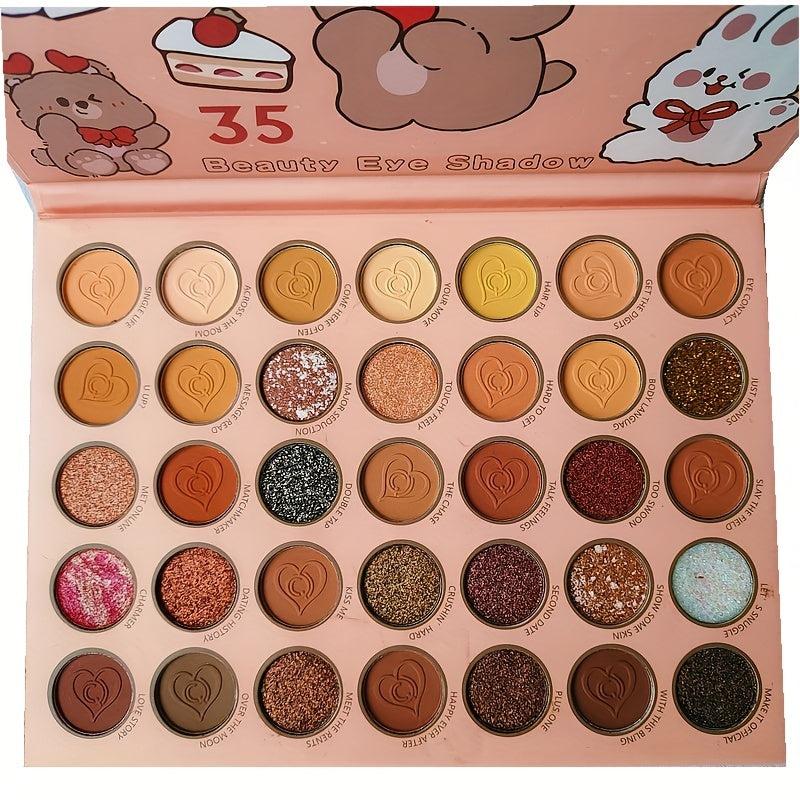 35-Color Eyeshadow Palette Brown Yellow Pigment