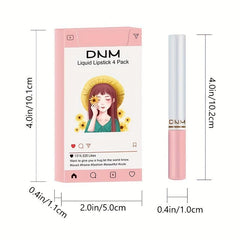 4 pcs Mini Smoke Pipe Lipstick Set for Women in Pink Rose and Mauve Shades