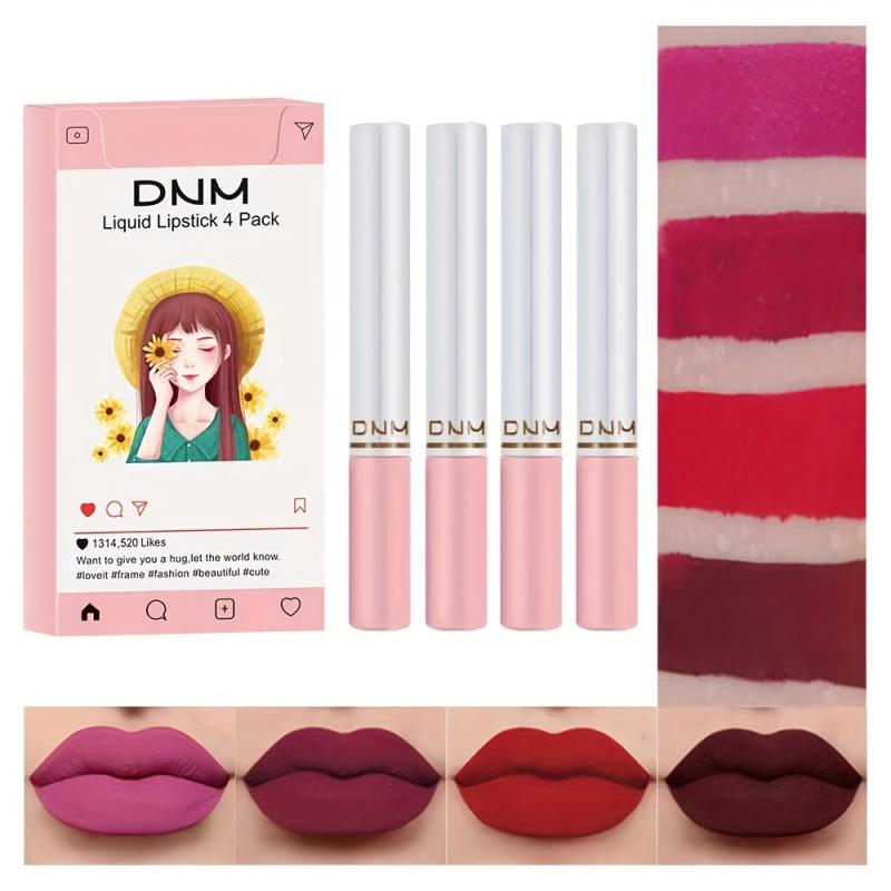 4 pcs Mini Smoke Pipe Lipstick Set for Women in Pink Rose and Mauve Shades
