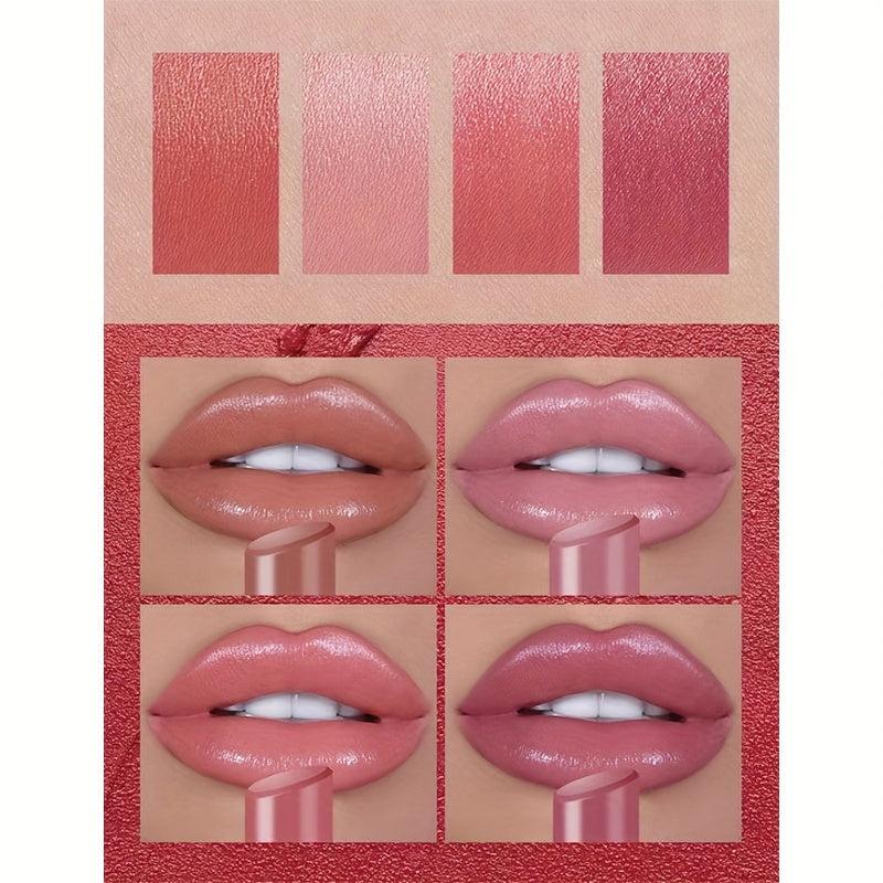 4 pcs Mini Smoke Pipe Lipstick Set for Women in Pink Rose and Mauve Shades