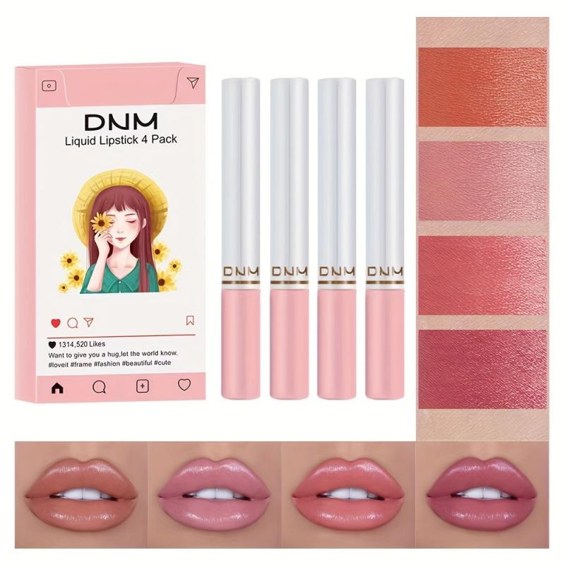 4 pcs Mini Smoke Pipe Lipstick Set for Women in Pink Rose and Mauve Shades