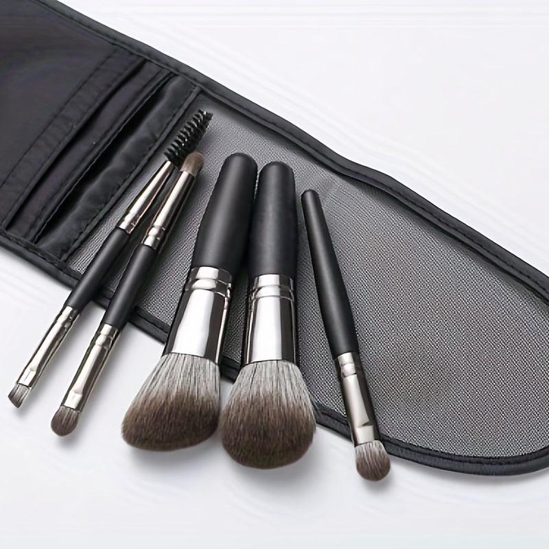 5Pcs Makeup Brushes Set With Case Soft Hair Mini Portable Face Eye Cosmetic