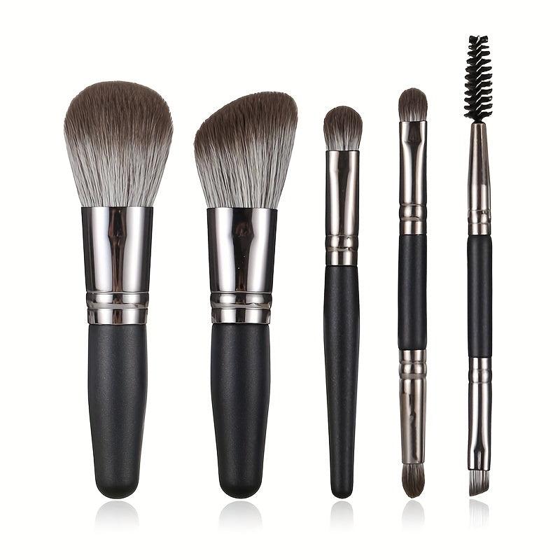 5Pcs Makeup Brushes Set With Case Soft Hair Mini Portable Face Eye Cosmetic