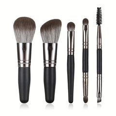 5Pcs Makeup Brushes Set With Case Soft Hair Mini Portable Face Eye Cosmetic