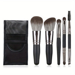 5Pcs Makeup Brushes Set With Case Soft Hair Mini Portable Face Eye Cosmetic