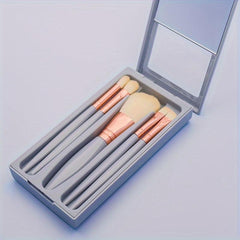 5pcs Makeup Brush Set with Mirror Portable Brushes Set for Travel