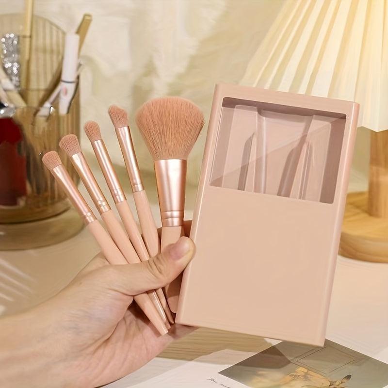 5pcs Makeup Brush Set with Mirror Portable Brushes Set for Travel