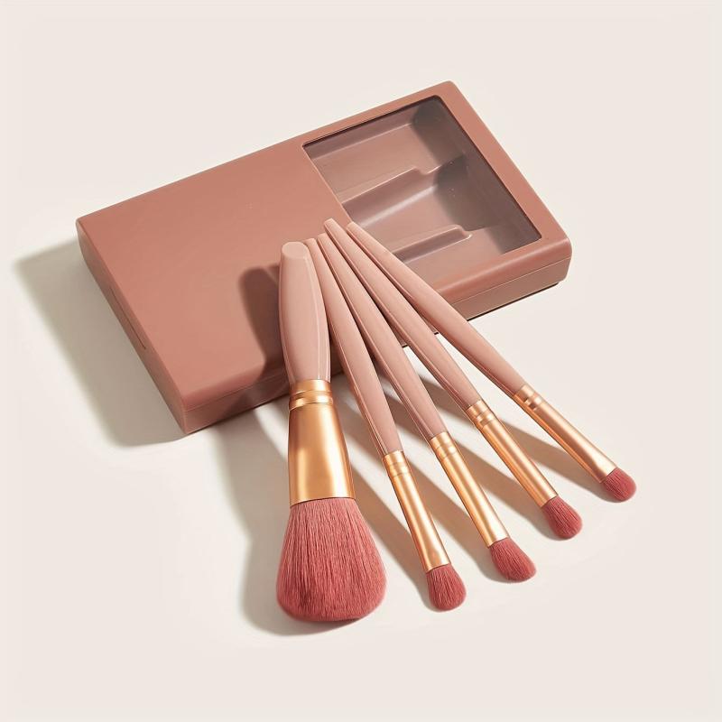 5pcs Makeup Brush Set with Mirror Portable Brushes Set for Travel