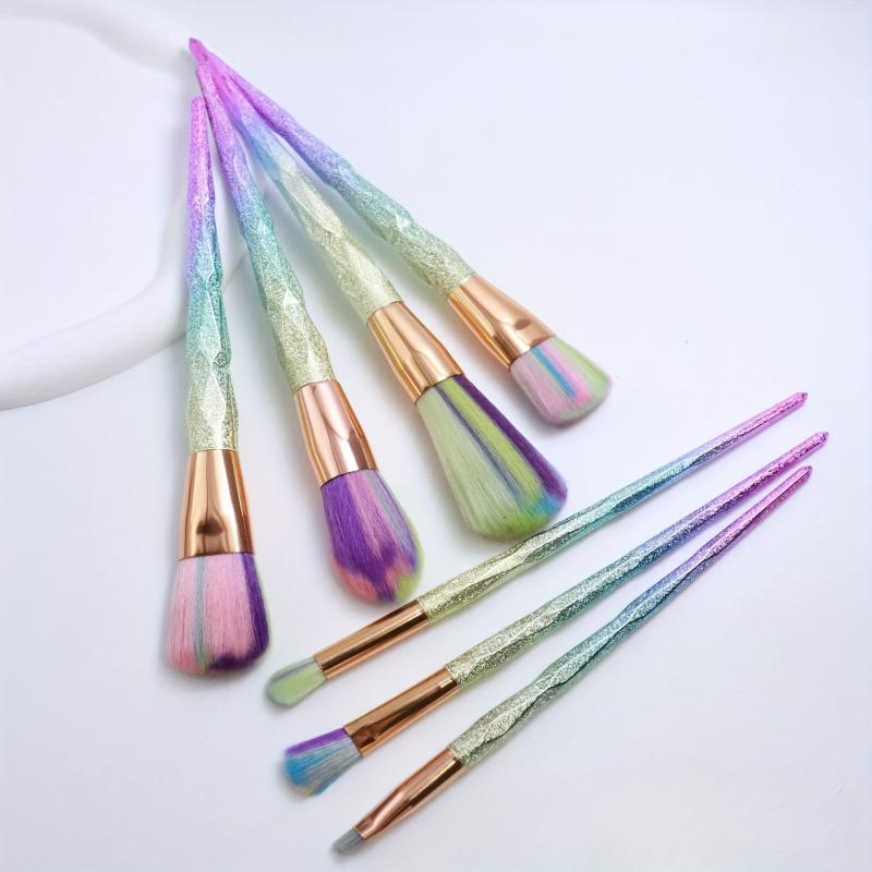 7pcs Colorful Makeup Brush Set Synthetic Bristles