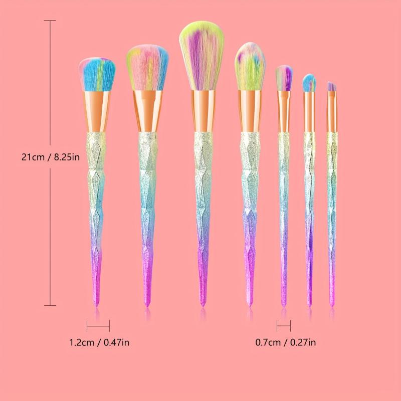 7pcs Colorful Makeup Brush Set Synthetic Bristles