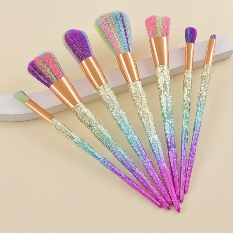 7pcs Colorful Makeup Brush Set Synthetic Bristles