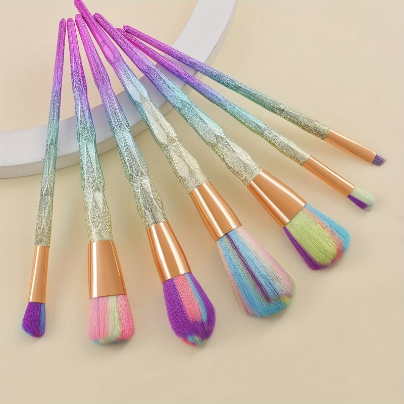 7pcs Colorful Makeup Brush Set Synthetic Bristles