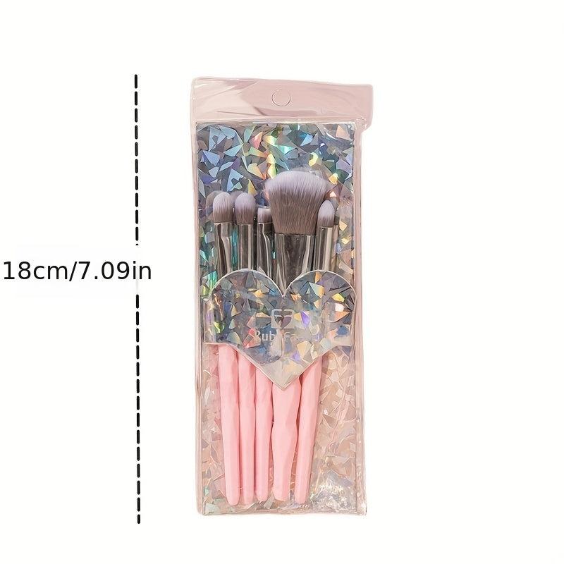 5pcs Makeup Brush Set with Non-Slip Handle and Portable Bag