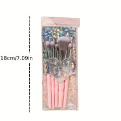5pcs Makeup Brush Set with Non-Slip Handle and Portable Bag