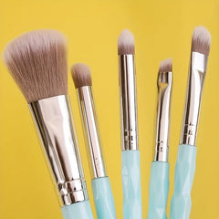 5pcs Makeup Brush Set with Non-Slip Handle and Portable Bag