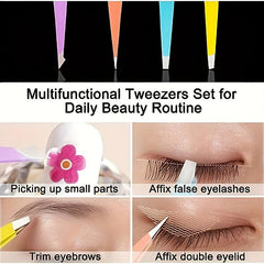 4pcs Stainless Steel Tweezers Set Precision For Ingrown Hair Removal