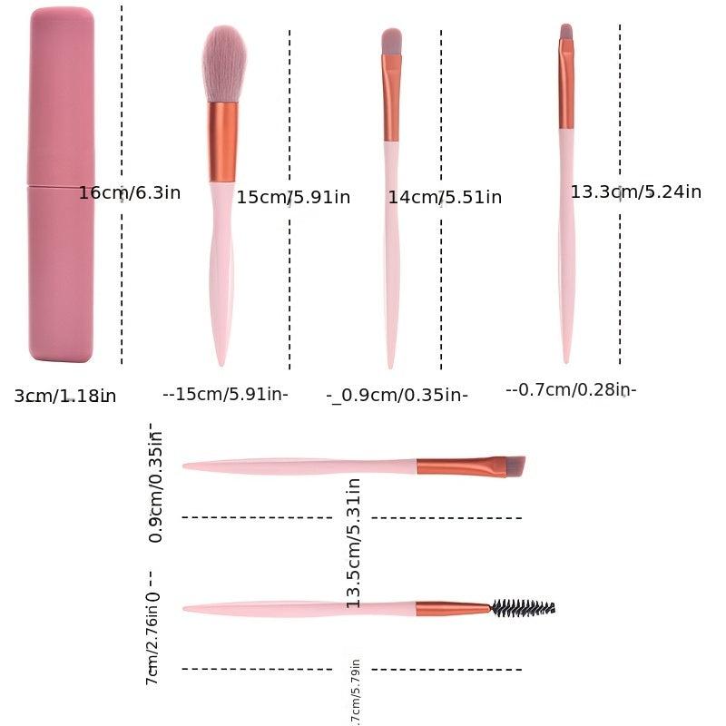 5pcs Makeup Brush Set With Portable Case