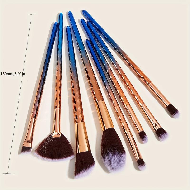 8pcs Water Ripple Plastic Handle Makeup Brush Set