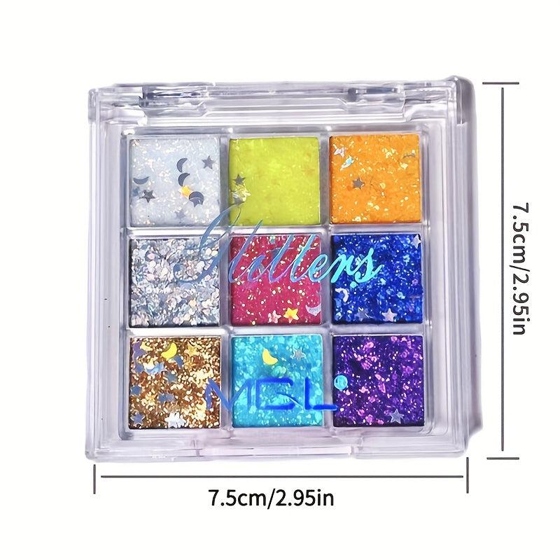 9 Colors Sequin Eyeshadow Palette Multicolor Blush Highlighter
