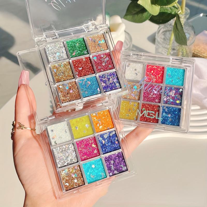 9 Colors Sequin Eyeshadow Palette Multicolor Blush Highlighter