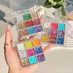 9 Colors Sequin Eyeshadow Palette Multicolor Blush Highlighter