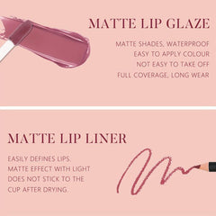 2-in-1 Lipliner & Lip Glaze Set Waterproof Sweat Resistant
