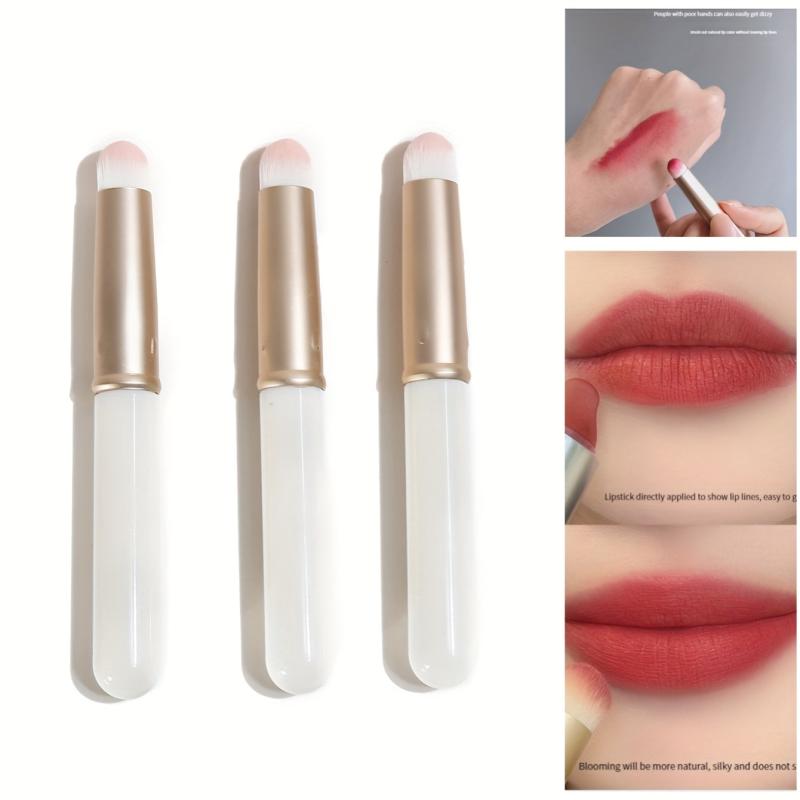 3pcs Round Head Lipstick Brushes With Cover