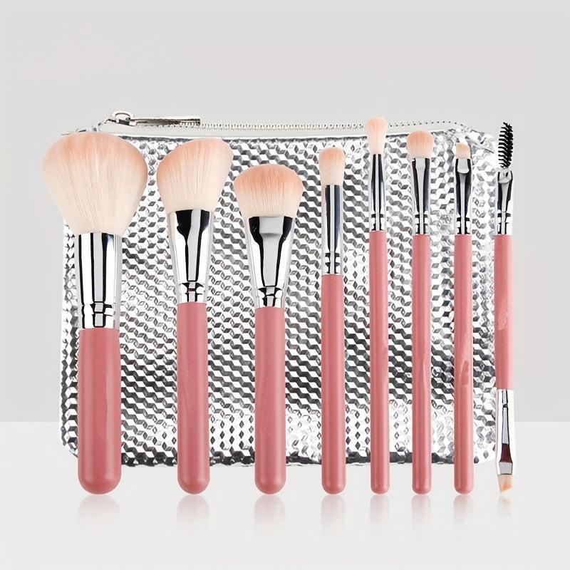 8pcs Makeup Brush Kit with Portable Bag for Eyeshadow Foundation Blush