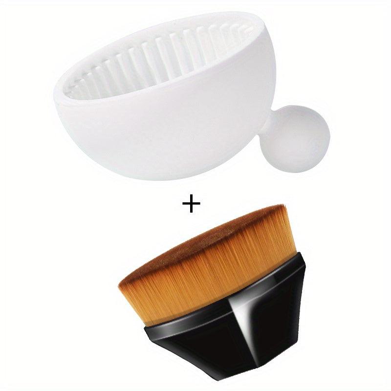 KCUCOP Silicone Makeup Brush Cleaner with Foundation Brush for Liquid Makeup